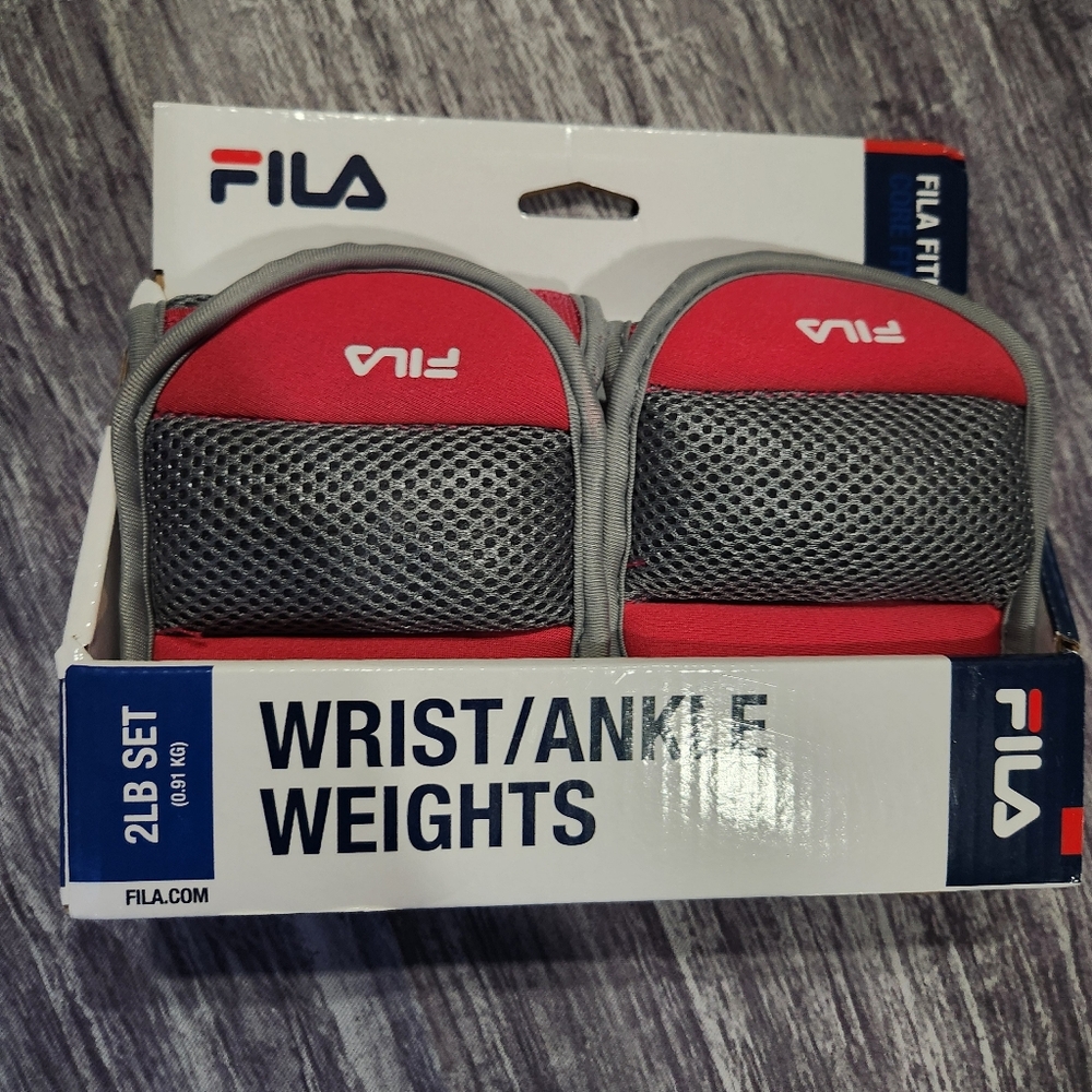 FILA Wrist Ankle Weights 2LB Set Red Gray Fitness Exercise Gym Equipment